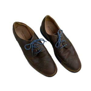 Men's Cole HAAN Oxfords Great Jones Brown Nubuck Leather with blue laces